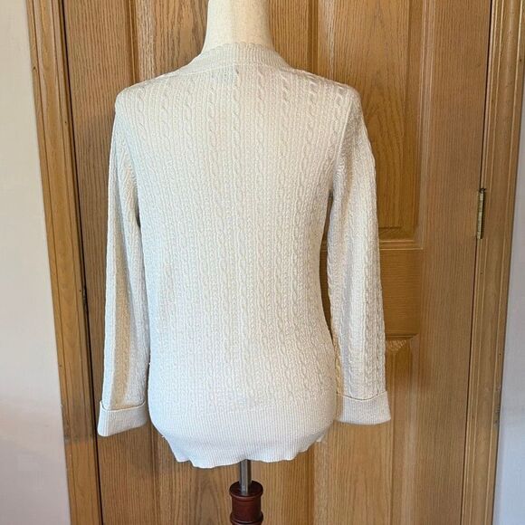 Eddie Bauer Metallic Button Front Sweater Cardigan Large Petite LP - Picture 3 of 7